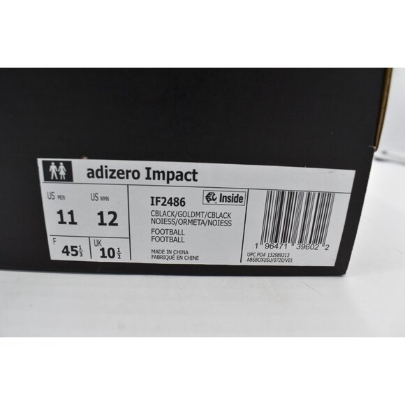 Adidas Mens Size 11 Adizero Impact Core Black Football Cleats Shoes main image 3